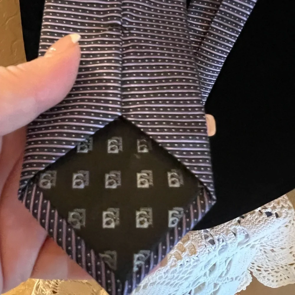 Bachrach mens silk tie Italy Light/Dark Blue Abstract Necktie Tie